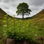 Sycamore Gap, l'albero di Robin Hood rinato dopo l'abbattimento: nuovi germogli alla base