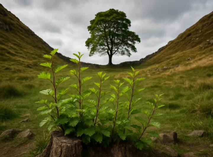 Sycamore Gap, l'albero di Robin Hood rinato dopo l'abbattimento: nuovi germogli alla base